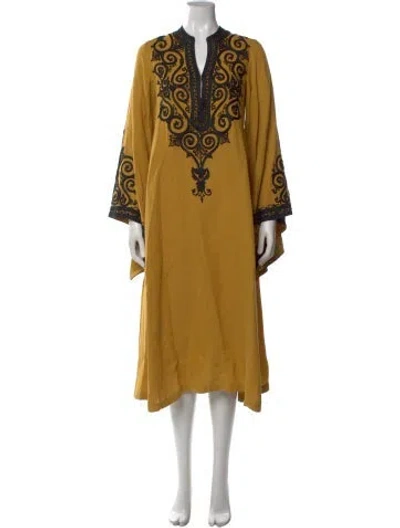 Pre-owned Fil De Vie Linen Long Dress In Neutral
