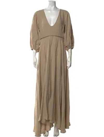 Pre-owned Fil De Vie Linen Long Dress In Neutrals
