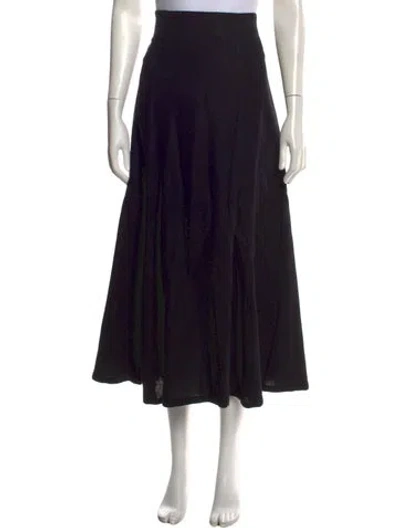 Pre-owned Fil De Vie Linen Long Skirt In Black