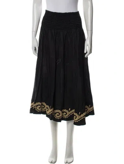 Pre-owned Fil De Vie Linen Long Skirt In Black