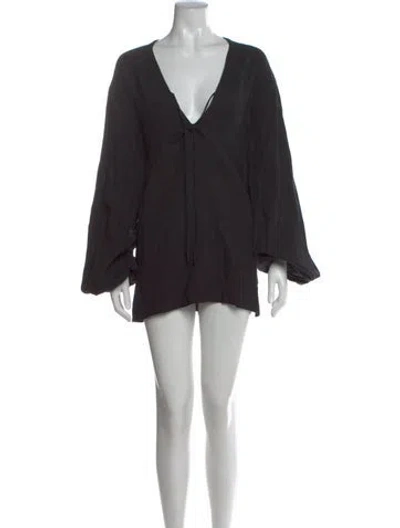Pre-owned Fil De Vie Linen Mini Dress In Black