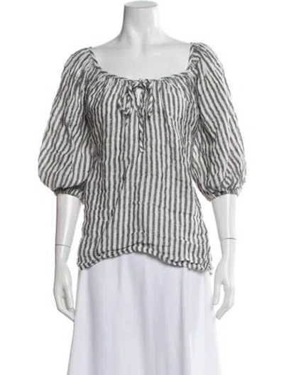 Pre-owned Fil De Vie Linen Striped Blouse In Multicolor
