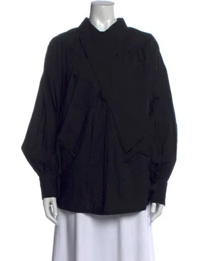 Pre-owned Fil De Vie Long Sleeve Blouse In Black