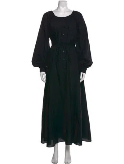 Pre-owned Fil De Vie Scoop Neck Long Dress In Black