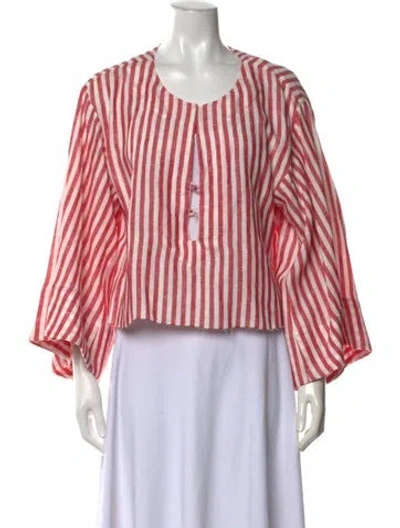 Pre-owned Fil De Vie Striped Crew Neck Top In Red