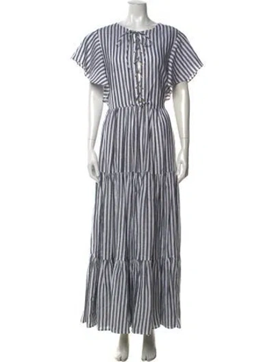 Pre-owned Fil De Vie Striped Long Dress In Multicolor