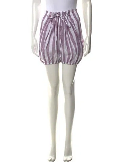 Pre-owned Fil De Vie Striped Mini Shorts In White