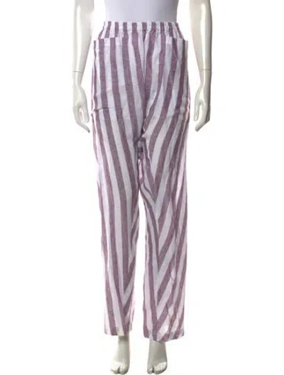 Pre-owned Fil De Vie Striped Wide Leg Pants In Purple