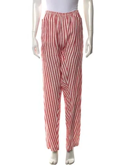 Pre-owned Fil De Vie Striped Wide Leg Pants In Red
