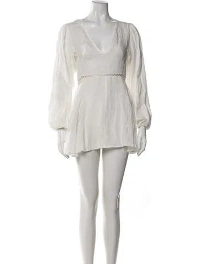 Pre-owned Fil De Vie V-neck Mini Dress In Neutrals