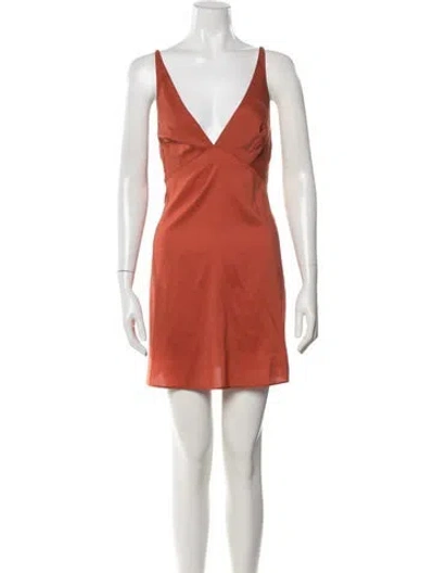 Pre-owned Fil De Vie V-neck Mini Dress In Orange