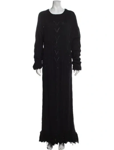 Pre-owned Fil De Vie Wool Long Dress In Black