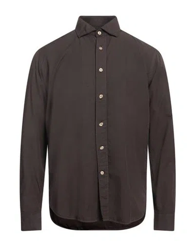 Fil Noir Man Shirt Chocolate Brown Size 15 ¾ Cotton, Lyocell