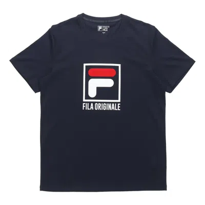 Fila Alphabet Logo Printing Round Neck Casual Short Sleeve Blue