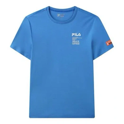 Fila Alphabet Printing Round Neck Short Sleeve Blue