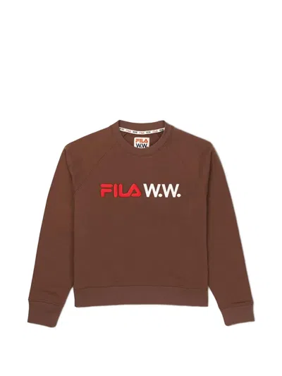 Fila Arthur Logo-detail Crew-neck Sweatshirt In Brown