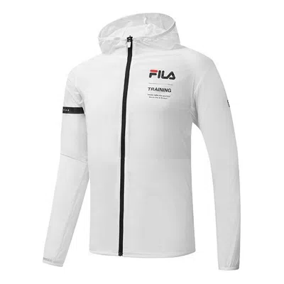 Fila Athletics Alphabet Logo Printing Woven Sports Hooded Jacket White