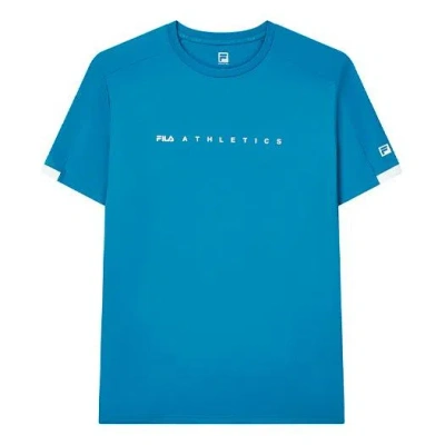 Fila Athletics Round Neck Pullover Casual Sports Short Sleeve Blue