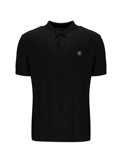 Fila Barns Cable-knit Polo Shirt In Black