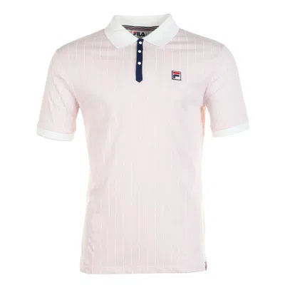 Fila Bb1 Classic Vintage Striped Polo Shirt Pale Lilac In White