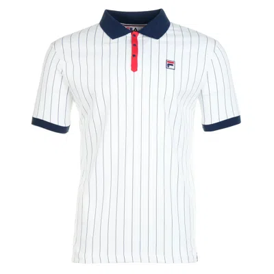Fila Bb1 Classic Vintage Striped Polo Shirt White Navy Red In Multi
