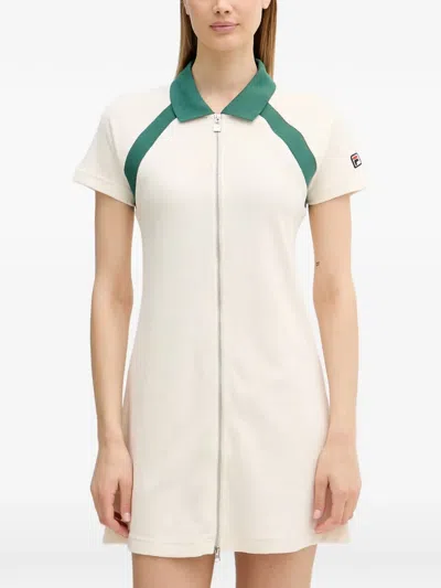 Fila Belfiore Zip-up Polo-collar Mini Dress In 화이트