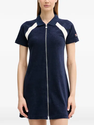 Fila Belfiore Zip-up Polo-collar Mini Dress In Blue