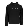 Fila Sleek Black Hooded Sweatshirt With Embroidery In Black