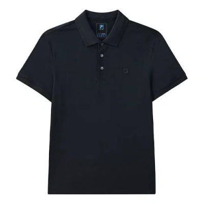 Fila Casual Solid Color Breathable Short Sleeve Polo Shirt Navy Blue