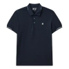Fila Casual Solid Color Short Sleeve Polo Shirt Blue In Black