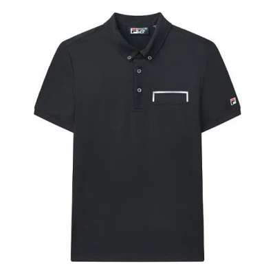 Fila Casual Sports Breathable Short Sleeve Polo Shirt Navy Blue In Black