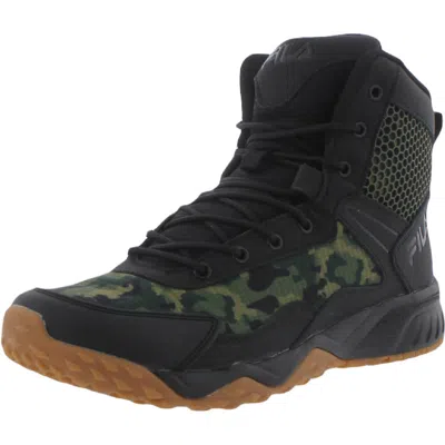 Fila Chastizer Mens Leather Side Zipper Tactical Boots In Black