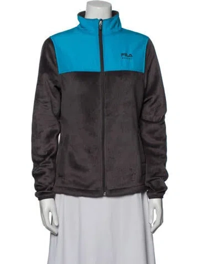 Pre-owned Fila Colorblock Pattern Bomber Jacket In Gray