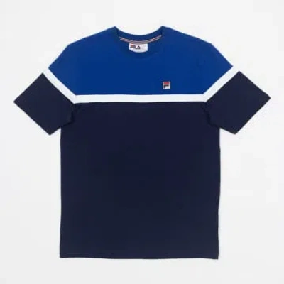 Fila Colour Block T-shirt In Blue & White