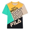 Fila Contrast Color Stitching Logo Short Sleeve Blue In Multi