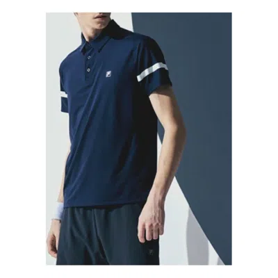 Fila Contrast Color Stitching Short Sleeve Polo Shirt Blue