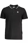 Fila Sleek Black Cotton Polo With Contrast Details In Black