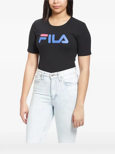 Fila Daisy Hight-cut Logo-print Bodysuit In Black
