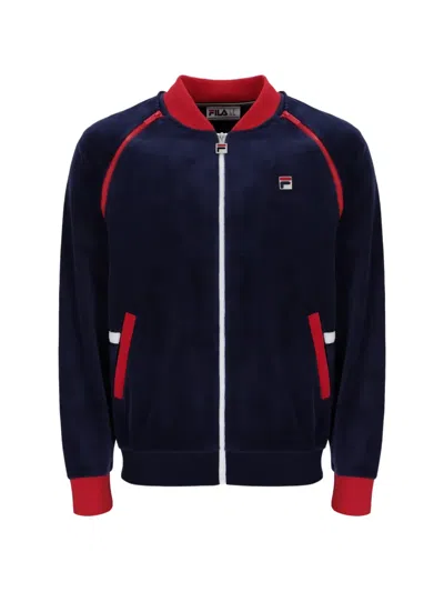 Fila Logo-patch Velvet Track Jacket In Blue