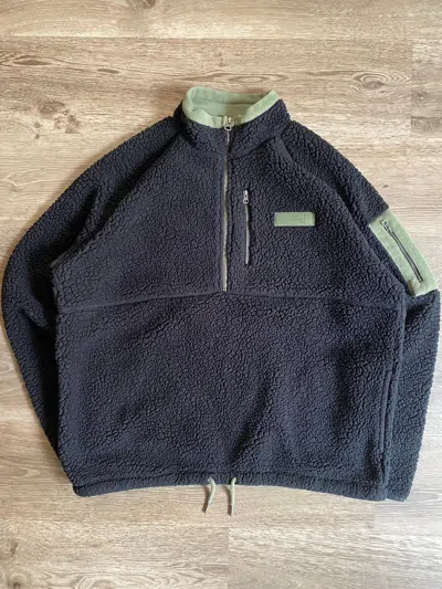 Pre-owned Fila Deep Pile Fleece Jacket In Black