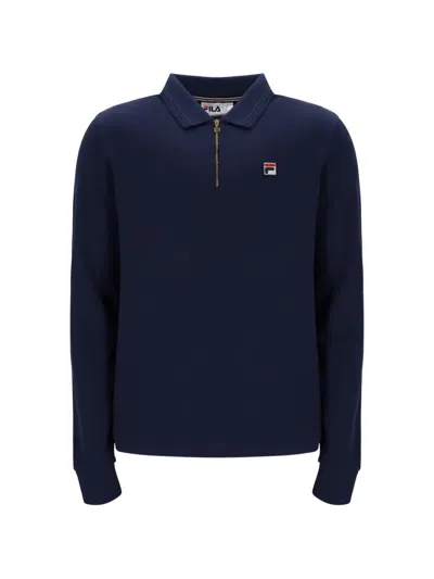 Fila Emilian Zip-fastening Long-sleeve Polo Shirt In Blue