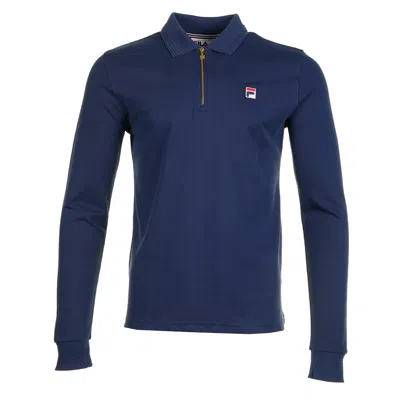 Fila Emiliano Long Sleeve Zip Polo Raised Tipping Navy In Blue
