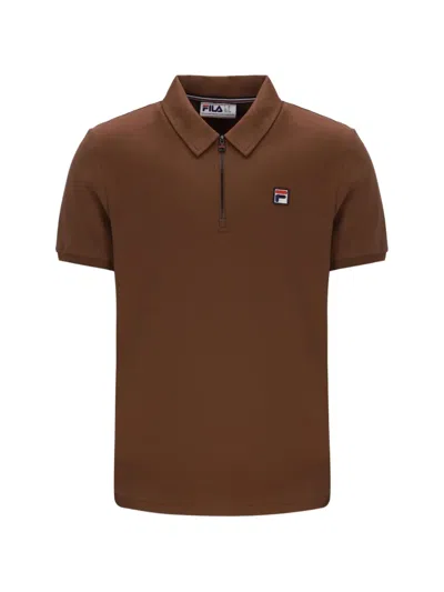 Fila Ettore Logo-patch Polo Shirt In Brown