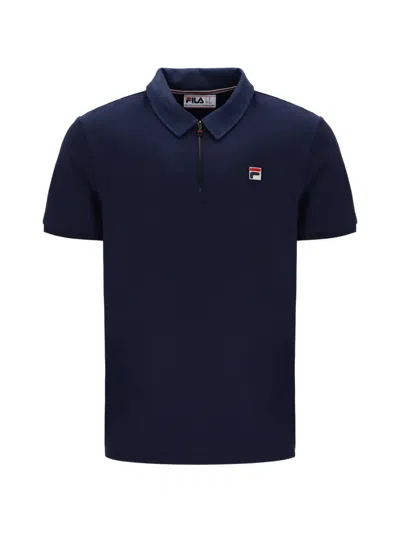 Fila Ettore Logo-patch Zip-fastening Polo Shirt In Blue