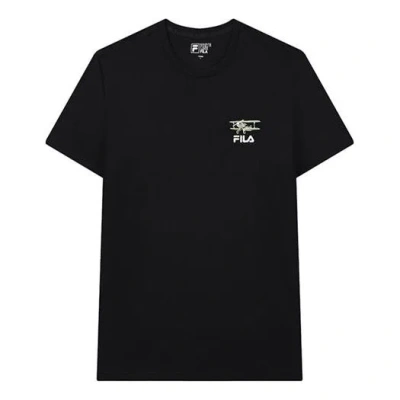 Fila Funny Logo Printing Sports Round Neck Short Sleeve Black