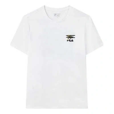Fila Funny Logo Printing Sports Round Neck Short Sleeve White