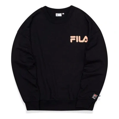 Fila Fusion Alphabet Logo Printing Sports Round Neck Pullover Couple Style Black