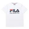 Fila Fusion Casual Logo Printing Round Neck Short Sleeve White