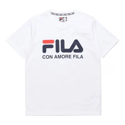Fila Fusion Casual Logo Printing Round Neck Short Sleeve White