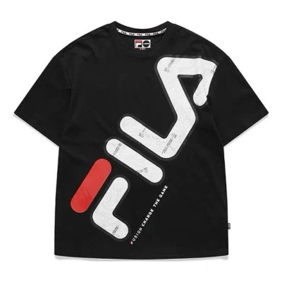 Fila Fusion Fila Casual Sports Short Sleeve Round Neck Unisex Black